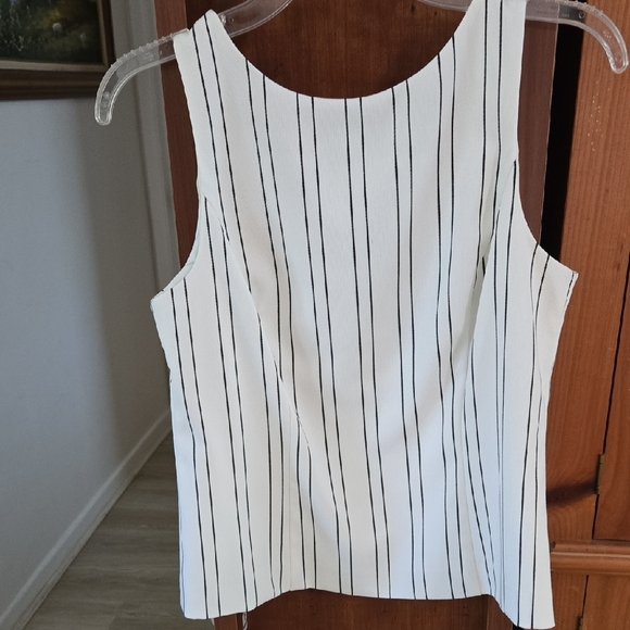 White House Black Market Tops - White House Black Market, white with black vertical striped bodice, sz 6. NWT